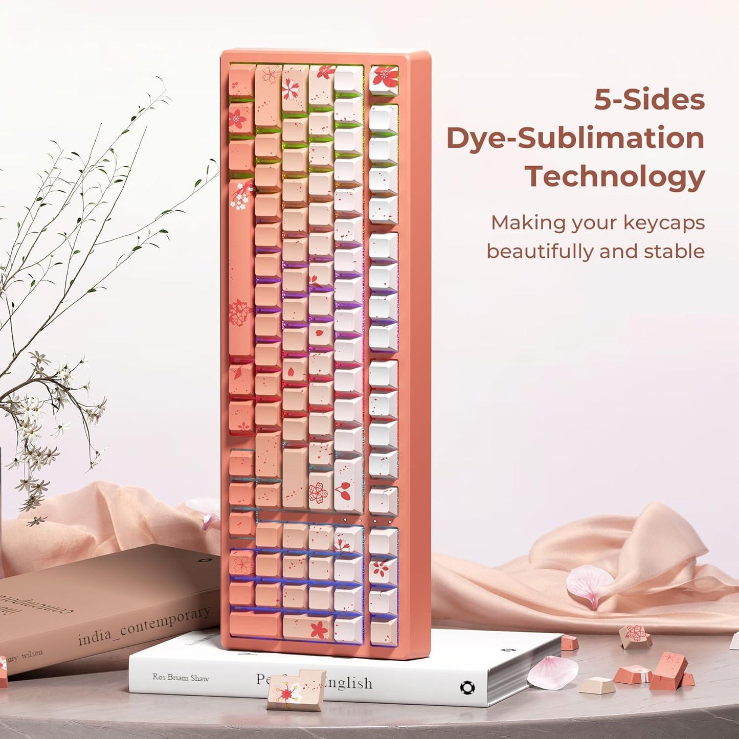 XVX Blossom Gradient Keycaps Shine Through Cherry Profile Side Legend Double-Shot PBT Keycap 132-Keys