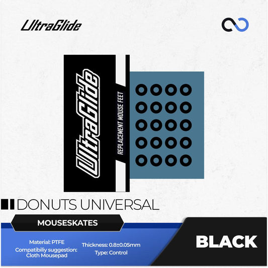 Meow Gaming Gear UltraGlide BLACK Donuts Universal Mouse Feet / Mouse Skate (CONTROL)