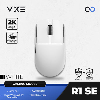 VXE R1 SE+ 1K Wireless Light Weight Ambidextrous PAW3395 SE Gaming Mouse