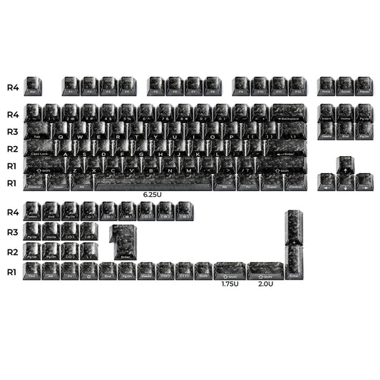 XVX Forged Carbon-Look Smoke Smart Kit Keycaps Cherry Side Profile Shine Through Dye sub PC Keycap 119-Keys