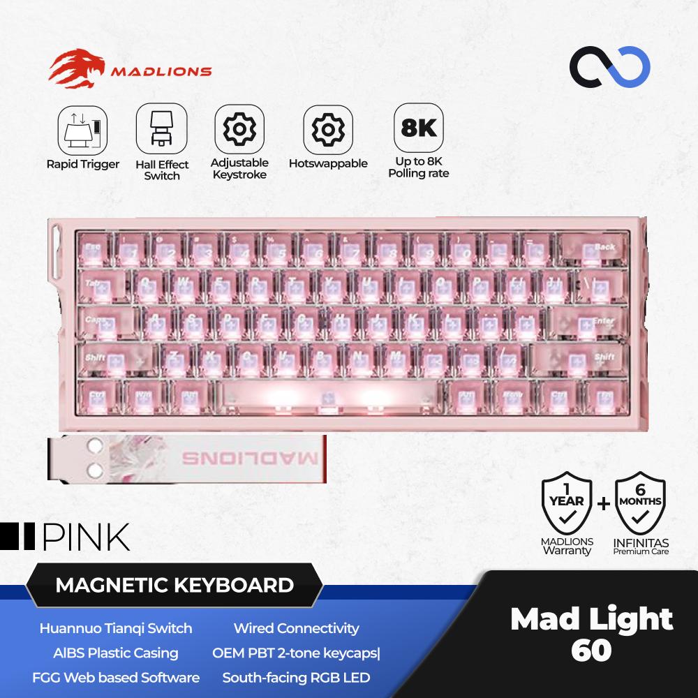 MADLIONS MAD LIGHT 60 HE 8K Hall Effect 60% Keyboard Rapid Trigger SOCD DKS Wooting Fierce Gaming Gear