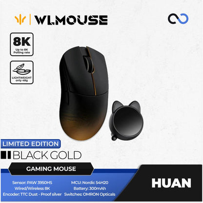 WLMouse Huan 8k Super Light Magnesium Wireless ambidextrous PAW3950HS Gaming Mouse