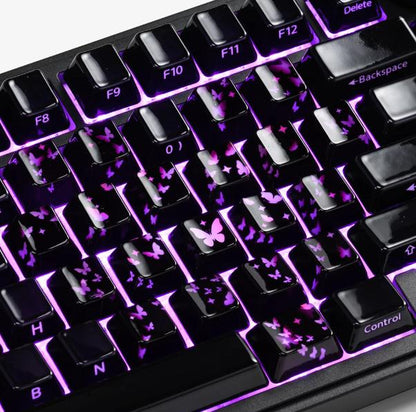 XVX Pure Black Ceramic Keycaps Cherry Profile Double Shot Shine Through Side Profile Al2O3 Alumina Keycap 120+21-Keys