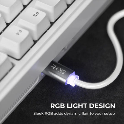 XVX CC8 Crystal Dual Output Braided RGB Cable 8k USB Type A to C 2 in 1 Mechanical Keyboard / Mouse Kabel Wire