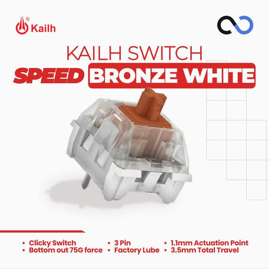 Kailh Speed Bronze White Pre-Lubed mechanical keyboard switch (Clicky)
