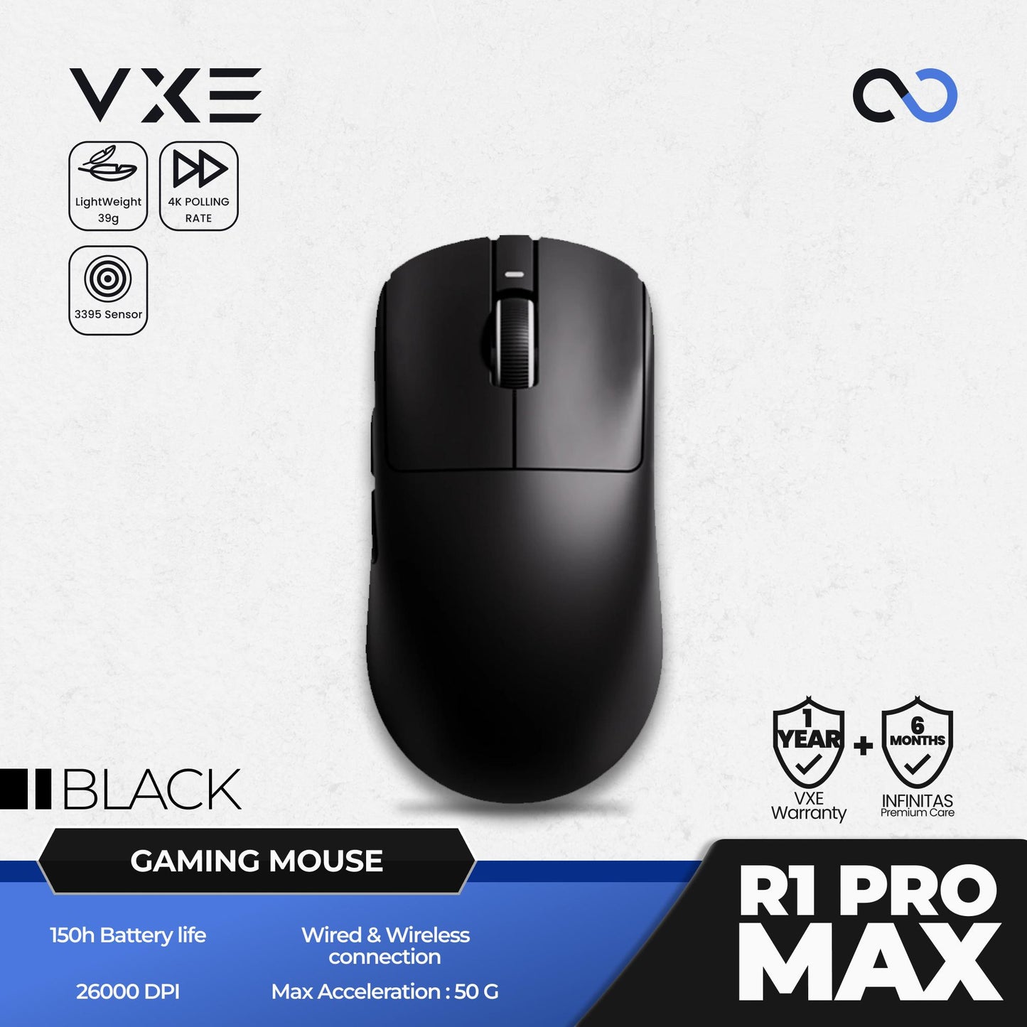 VXE R1 PRO MAX 4K Wireless Light Weight Gaming Mouse