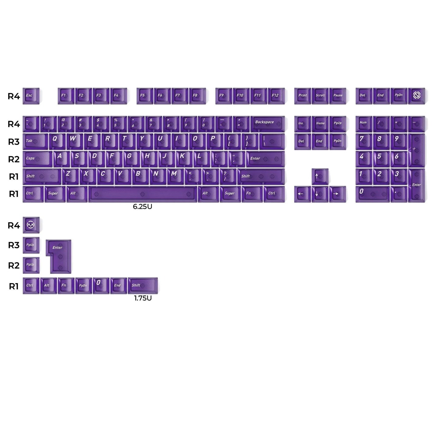 XVX Ethereal Frosted Purple Keycaps Cherry Profile UV Printed Shine Through PC Keycap 119-Keys