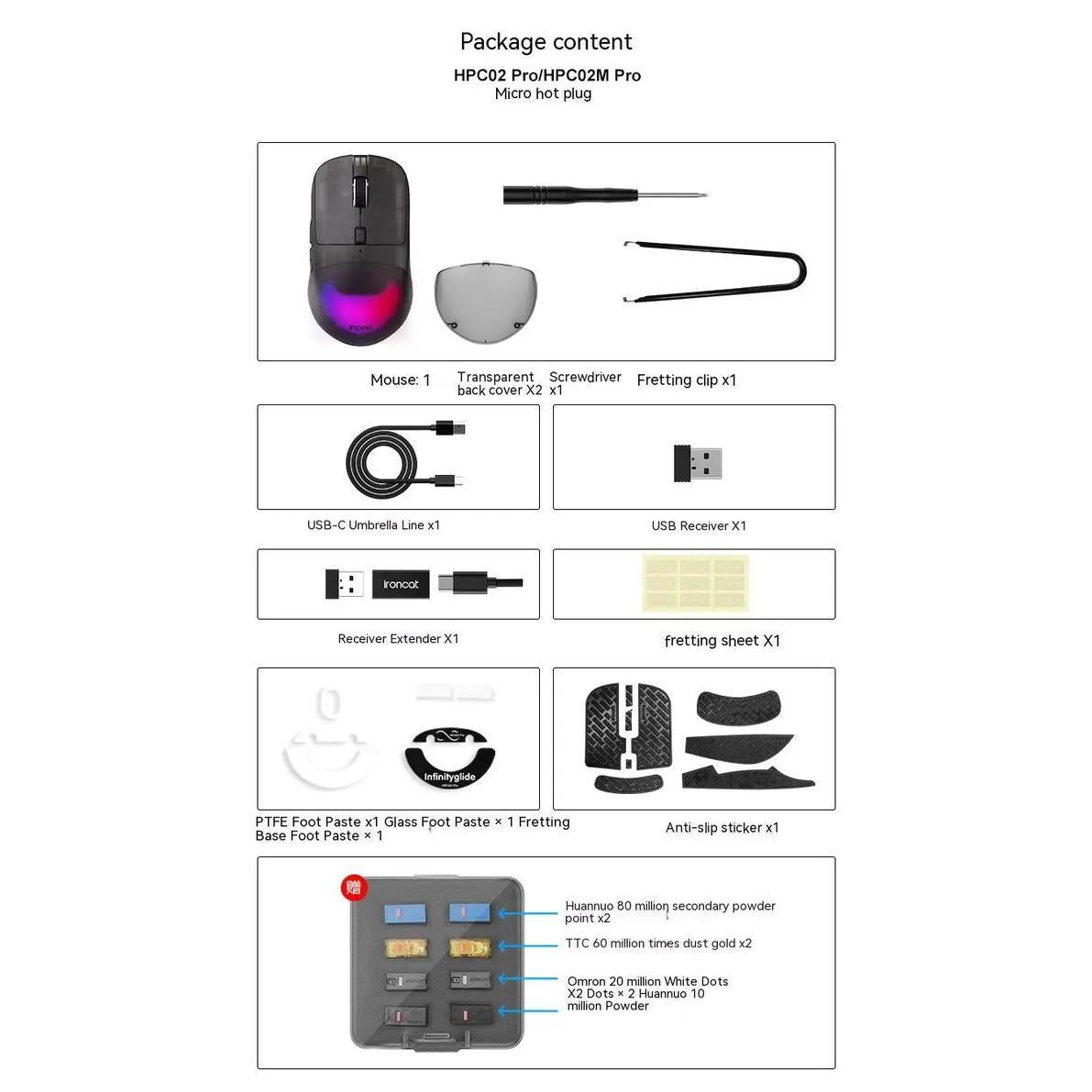 Ironcat INCOTT HPC02M Pro Hotswap Adjustable Lightweight Gaming Mouse