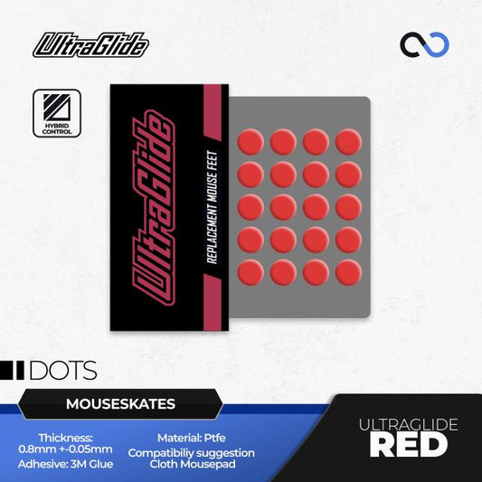 Meow Gaming Gear UltraGlide Red Dots Universal Mouse Feet / Mouse Skate PTFE (Hybrid-Control)